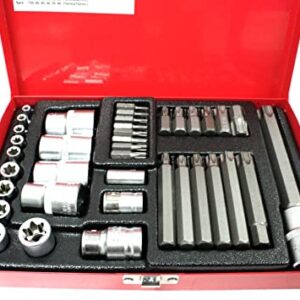 Juego De Llaves De Vaso Torx machos y hembras en 6 puntas De 38 Piezas De 1/4", 3/8" Y 1/2"