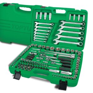 JUEGO DE LLAVES DE TUBO DE FLANCO DR. DE GRADO PROFESIONAL DE 130 PIEZAS DE 1/4", 3/8" Y 1/2" (MÉTRICAS Y SAE)