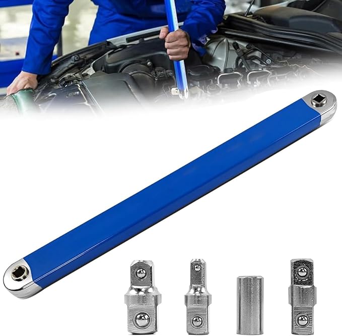 Llave de extensión acodada Juego de Llaves de Carraca Multifunción con Adaptador de Accionamiento de 1/2", 1/4" y 3/8" - Imagen 3